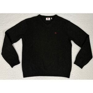 Fjallraven Shepparton Sweater Mens Medium Dark Grey 100% Wool V-Neck Pullover